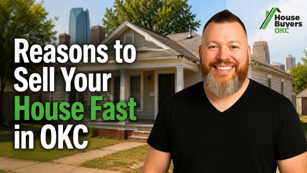 House Buyers OKC owner Michael David in front of an older Oklahoma City home, showing reasons to sell your house fast in OKC